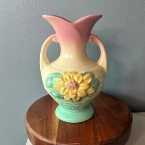 Vintage Hull Pottery “USA 525–5½” Double-Handled Pastel Flower Vase 1940s–50s